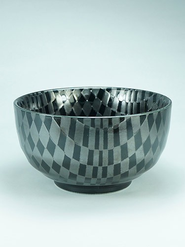Cherckerboard bowl Kuro Ichimatsu