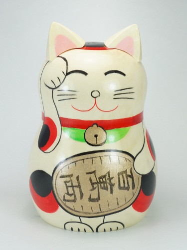 Kokeshi Maneki Neko Wood