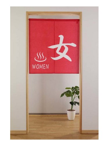 Noren rouge Onsen Kanji Onna femme